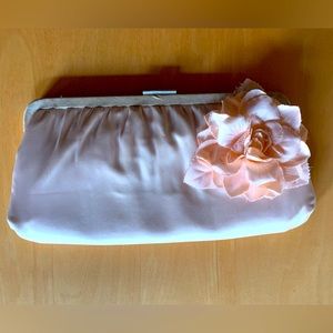 Vintage Silky Pink Clutch With Flower